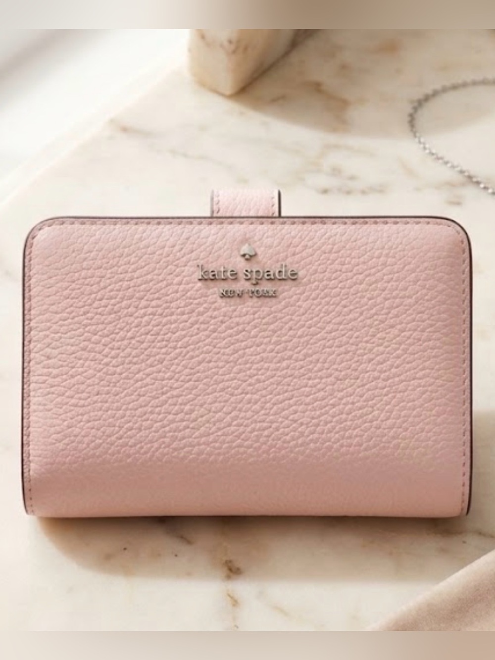 kate spade Pink Pebbled Leather Lena Snap Wallet
